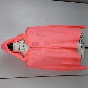 Akira Chicago- Bright Pink Sheer Burnout Dolman Oversized Cropped Lite Coat Sz.L
